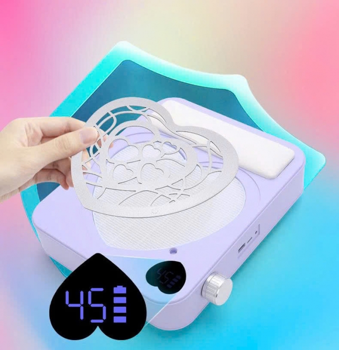 Máy hút bụi nail tích điện tím nhạt có màn hình hiển thị thông số 1264