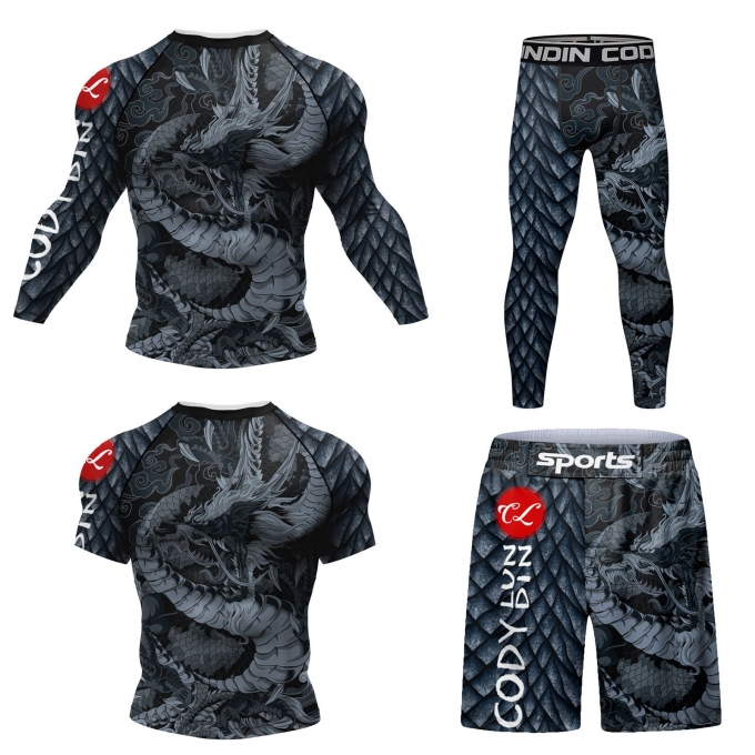 Bộ 4 món quần áo Rashguard BJJ MMA 047