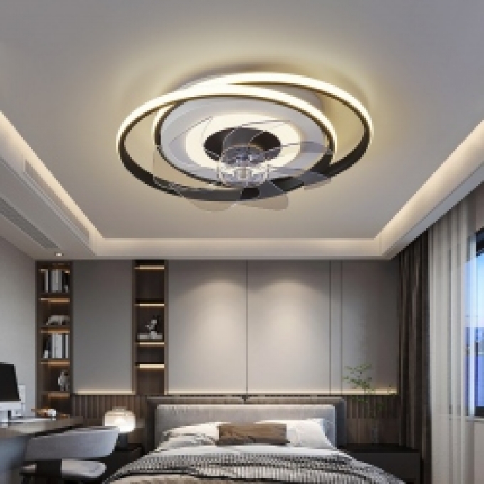 Quạt ốp trần đèn led 7 cánh trang trí phòng khách hiện đại 164