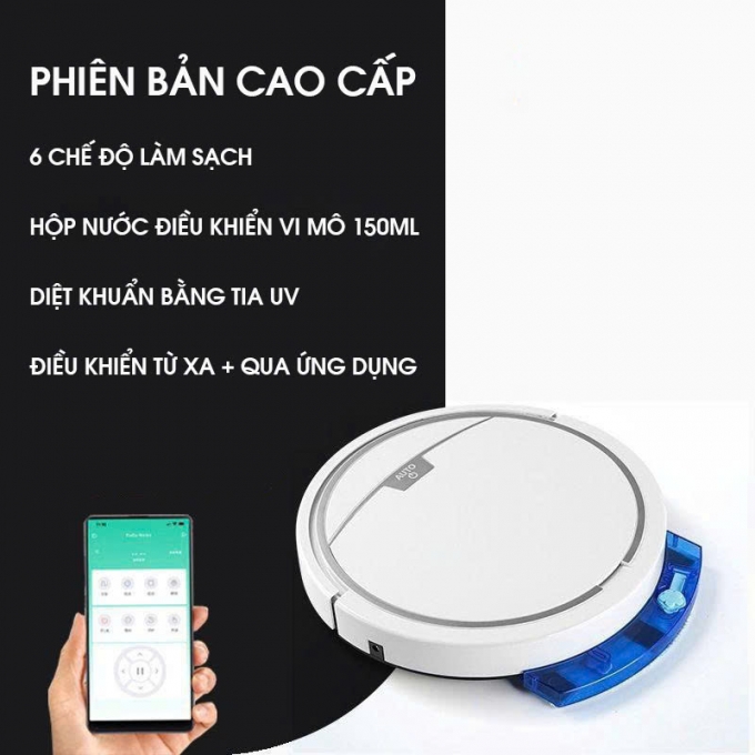 Robot hút bụi lau nhà điều khiển qua app khử khuẩn bằng tia UV RB020