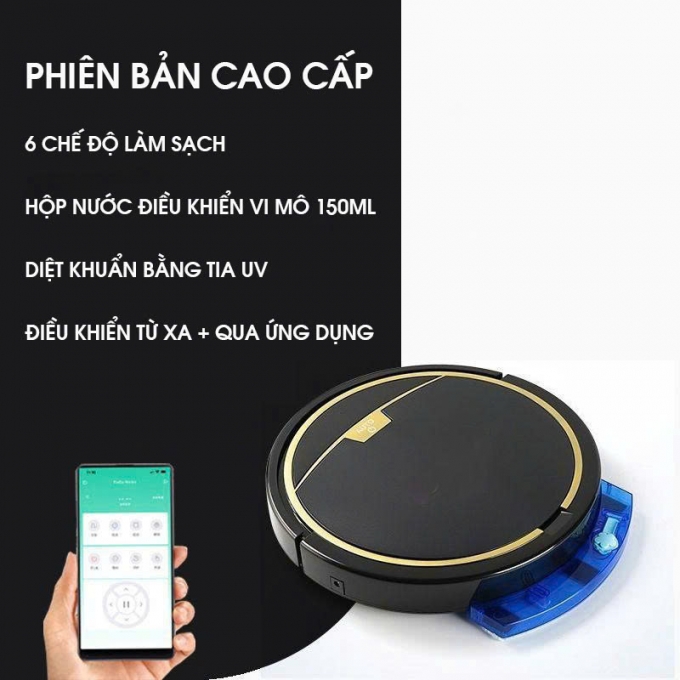 Robot hút bụi lau nhà điều khiển qua app khử khuẩn bằng tia UV RB020
