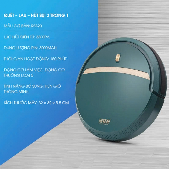 Robot hút bụi lau nhà thông minh 3 trong 1 quét lau hút RB011
