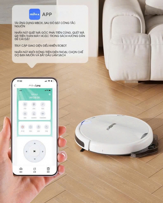 Robot hút bụi lau nhà thông minh cảm nhận được chướng ngại vật RB005