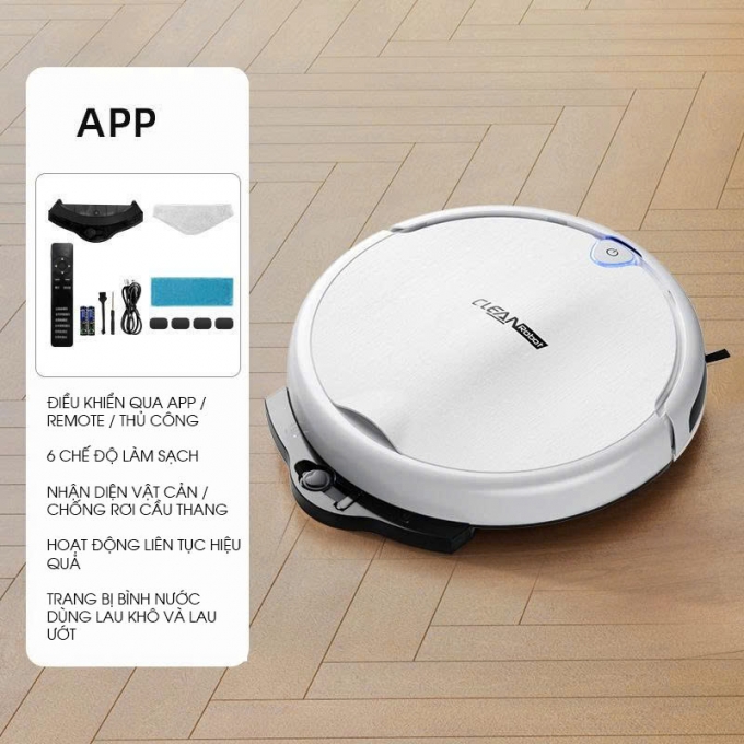 Robot hút bụi lau nhà thông minh cảm nhận được chướng ngại vật RB005