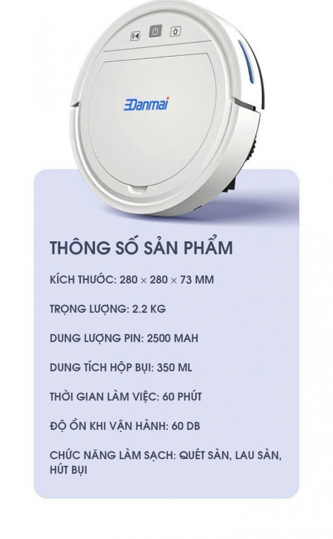 Robot hút bụi lau nhà thông minh phiên bản cao cấp RB019