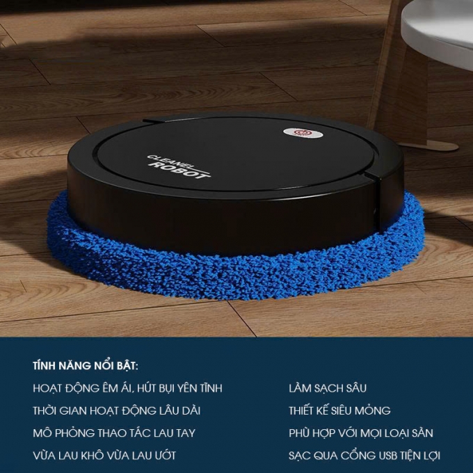Robot lau nhà tự động mini siêu mỏng siêu êm siêu sạch RB013