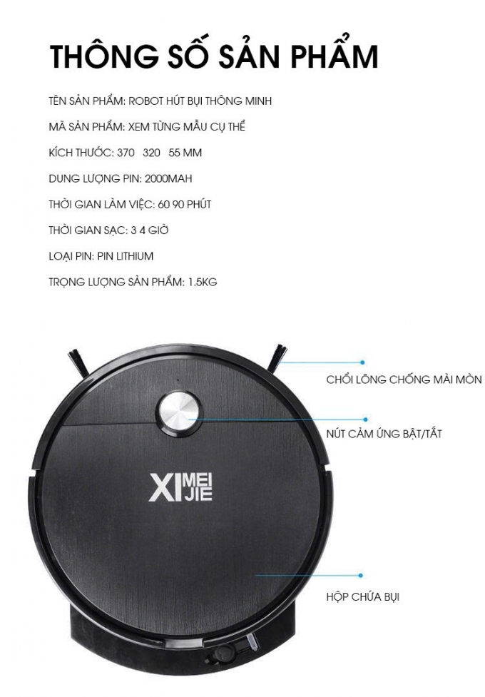 Robot quét nhà thông minh 6 chế độ điều khiển từ xa RB007