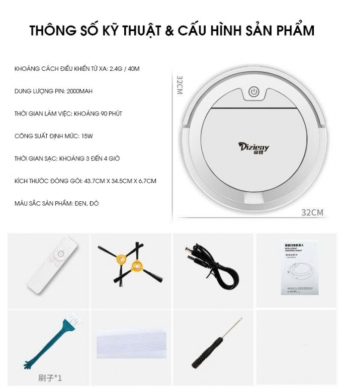 Robot quét nhà thông minh điều khiển từ xa RB002