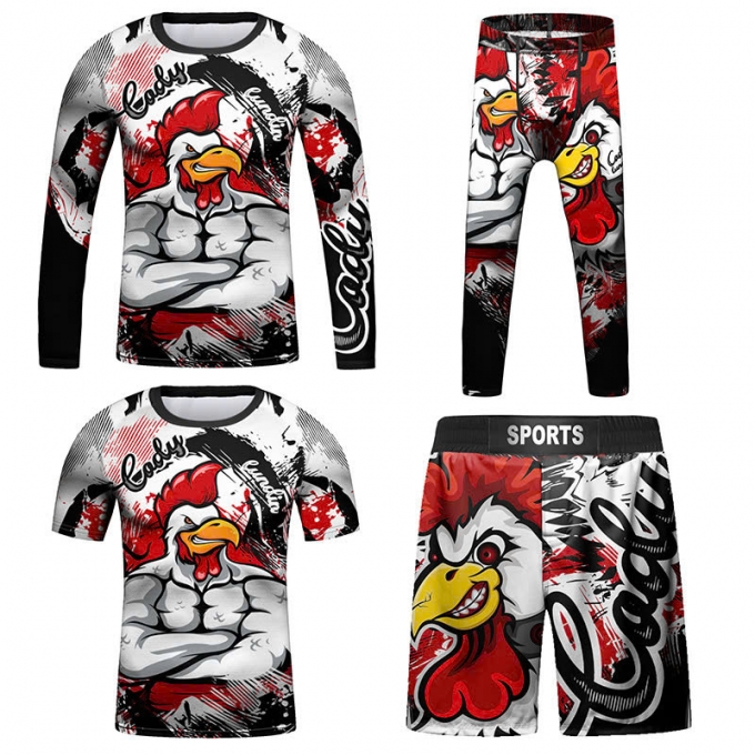 Set bộ 4 món Quần áo Rashguard BJJ MMA hỗ trợ luyện tập 057