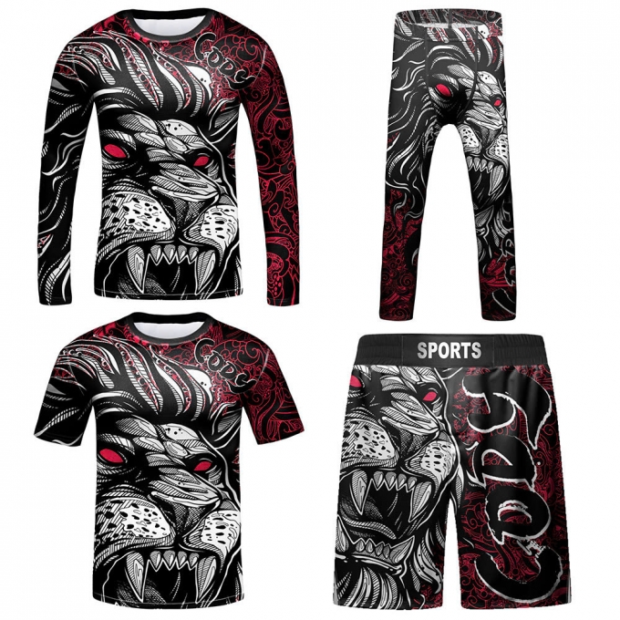 Set bộ 4 món Quần áo Rashguard BJJ MMA hỗ trợ luyện tập 057