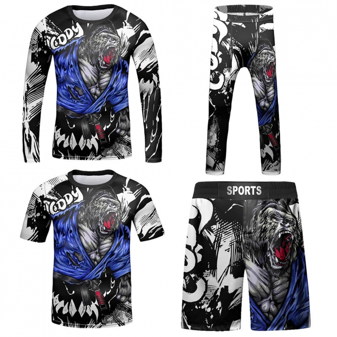 Set bộ 4 món Quần áo Rashguard BJJ MMA hỗ trợ luyện tập 057