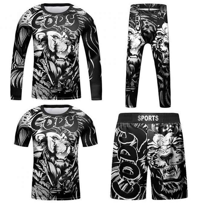 Set bộ 4 món Quần áo Rashguard BJJ MMA hỗ trợ luyện tập 057