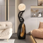 Đồ decor trang trí nội thất tượng kèm đèn quả cầu mặt trăng 002