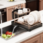 Kệ đựng chén đĩa thép không gỉ có thoát nước thông minh 071