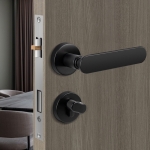 Khóa Cửa Tay Gạt Đen Nhám Dáng Cong Nhẹ 155