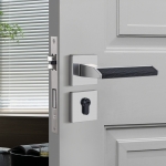 Khóa cửa tay gạt inox sáng bóng phối vân đen cao cấp 160