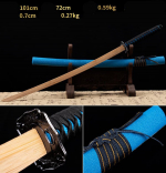 Kiếm gỗ samurai Nhật Bản kèm tsuba vỏ kiếm xanh dương nhám 015