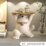 Tượng decor trang trí mèo thần tài nâng mâm 029