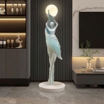 Tượng decor trang trí nữ thần nâng trăng sáng nghệ thuật cao cấp 007