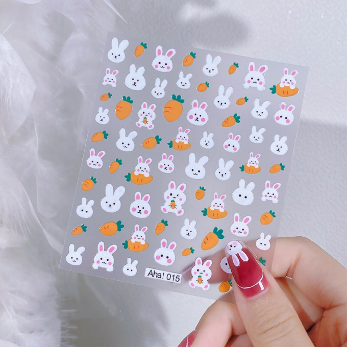 Sticker trang trí móng tay hình gấu thỏ aha 1150