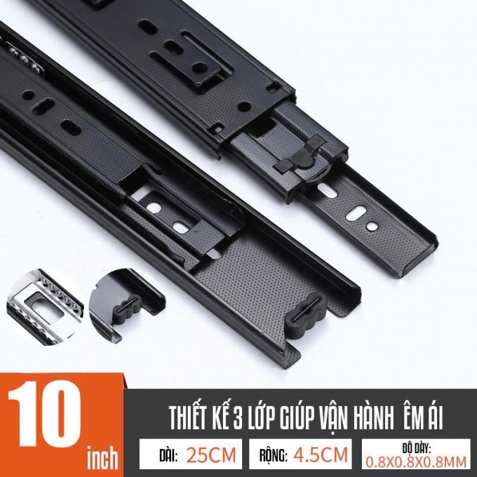 Thanh ray trượt ngăn kéo hộc tủ bằng thép không gỉ cao cấp 002