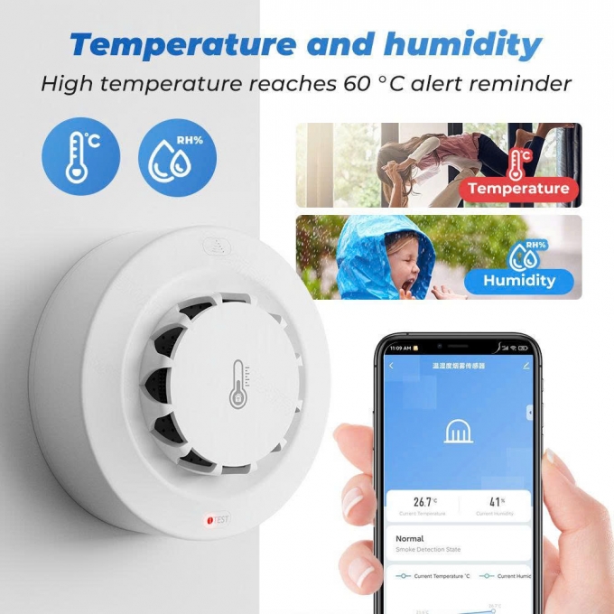 Thiết bị báo khói kết hợp cảm biến nhiệt độ thông minh điều khiển bằng giọng nói TBBC002