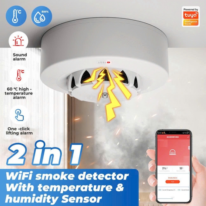 Thiết bị báo khói kết hợp cảm biến nhiệt độ thông minh điều khiển bằng giọng nói TBBC002