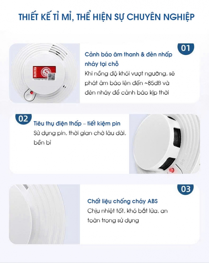 Thiết bị chóng cháy cảm biến khói thông minh TBBC006