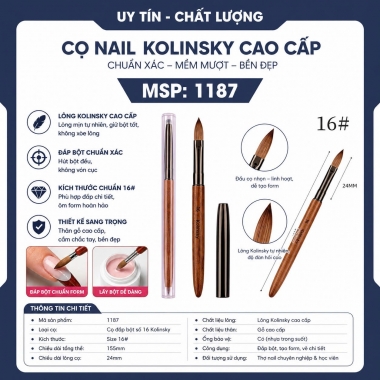 Cọ đắp bột lông chồn số 16 Kolinsky chính hãng cán gỗ cao cấp 1187