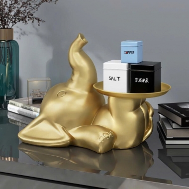 Tượng decor trang trí kết hợp bàn hình chú voi con ngộ nghĩnh 027