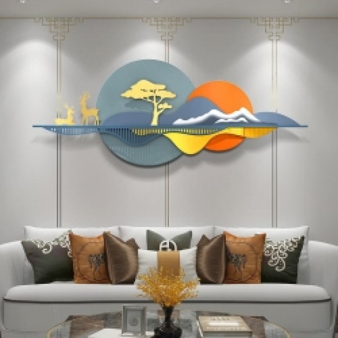 Tranh sắt decor treo tường khu rừng thu nhỏ trang trí phòng khách 075
