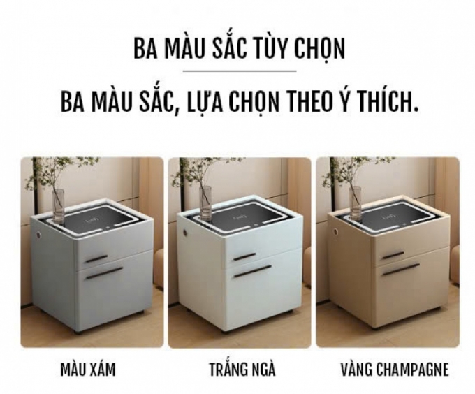 Tủ đầu giường thông minh có đèn cảm ứng sạt không dây 001