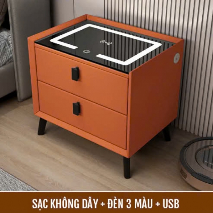 Tủ đầu giường thông minh kết hợp sạc không dây tiện lợi 012