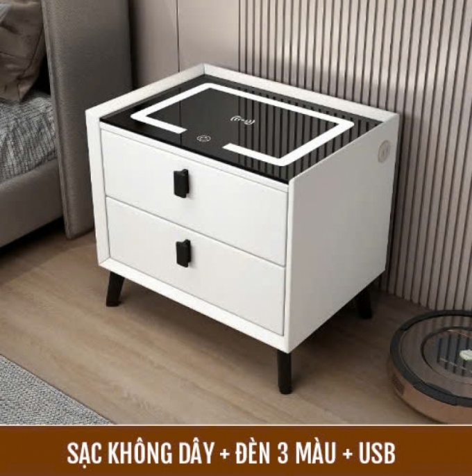 Tủ đầu giường thông minh kết hợp sạc không dây tiện lợi 012