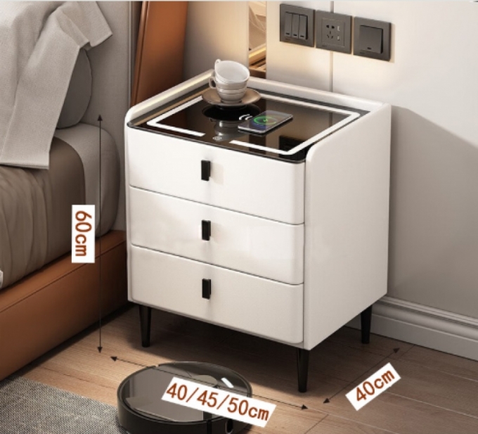 Tủ đầu giường thông minh sạc không dây kết hợp đèn 3 màu 036