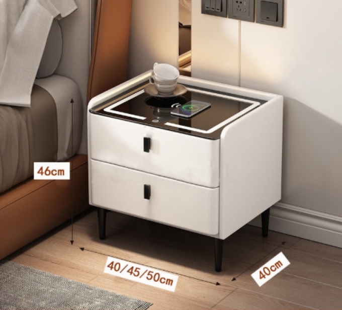 Tủ đầu giường thông minh sạc không dây kết hợp đèn 3 màu 036