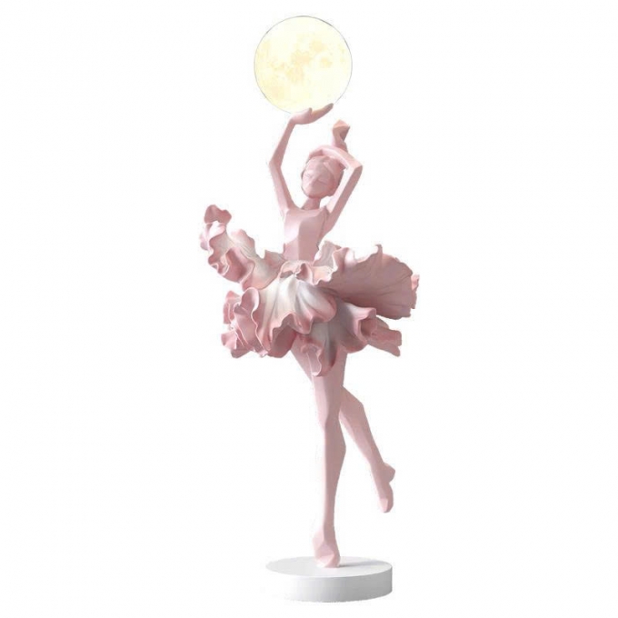 Tượng decor trang trí hình vũ công ballet với đèn trăng 011