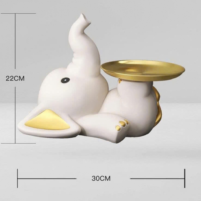 Tượng decor trang trí kết hợp bàn hình chú voi con ngộ nghĩnh 027