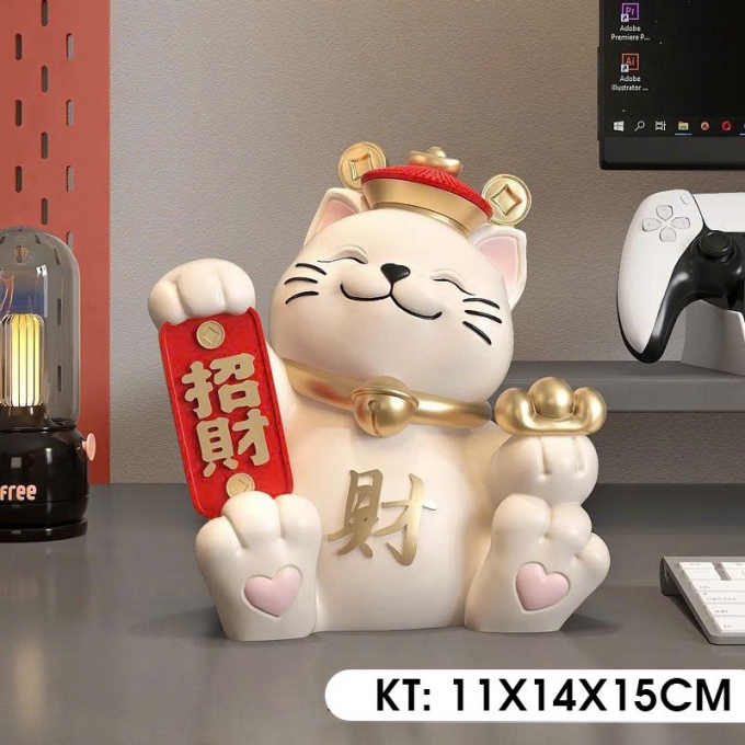 Tượng decor trang trí mèo thần tài 018