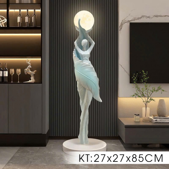 Tượng decor trang trí nữ thần nâng trăng sáng nghệ thuật cao cấp 007