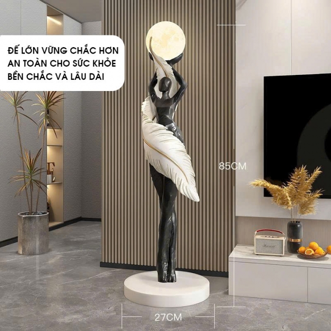 Tượng decor trang trí nữ thần nâng trăng sáng nghệ thuật cao cấp 007