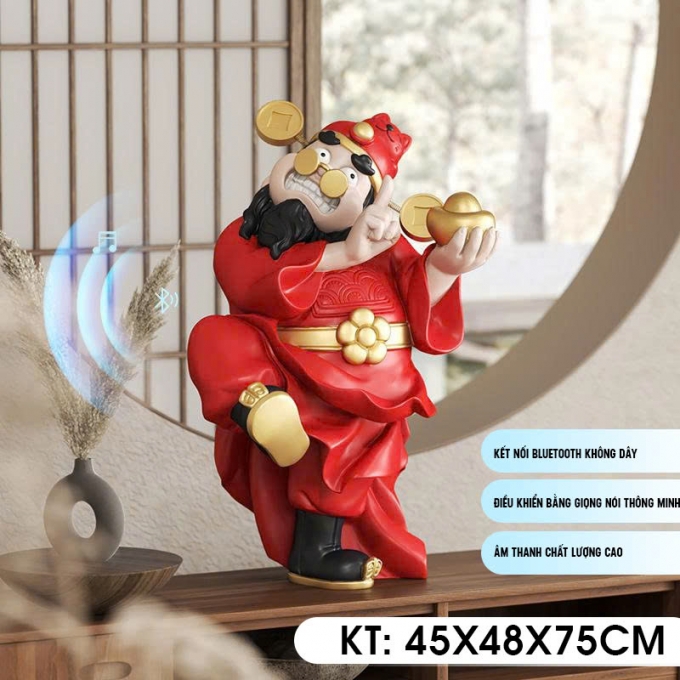 Tượng decor trang trí Thần Tài vui vẻ kết hợp bluetooth mang đến sự may mắn 017