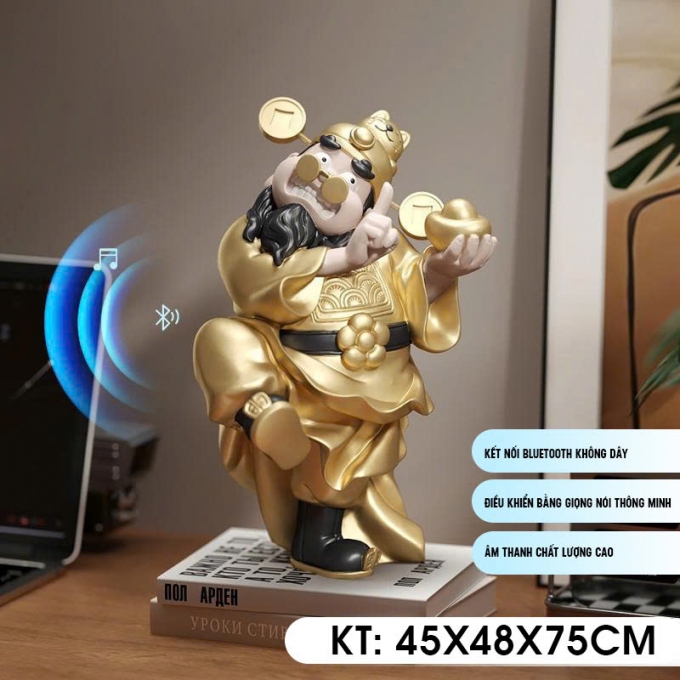 Tượng decor trang trí Thần Tài vui vẻ kết hợp bluetooth mang đến sự may mắn 017