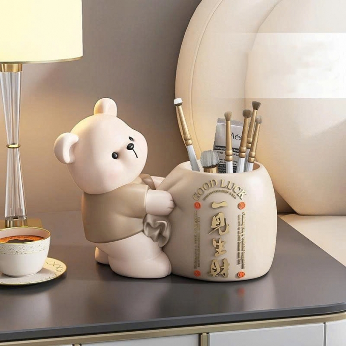 Tượng gấu decor trang trí kết hợp hộp đựng đa năng 050