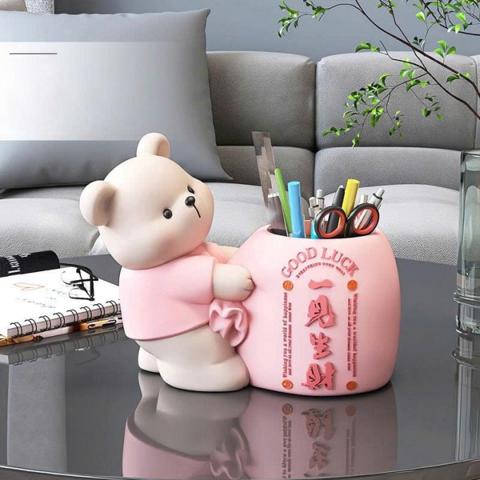 Tượng gấu decor trang trí kết hợp hộp đựng đa năng 050