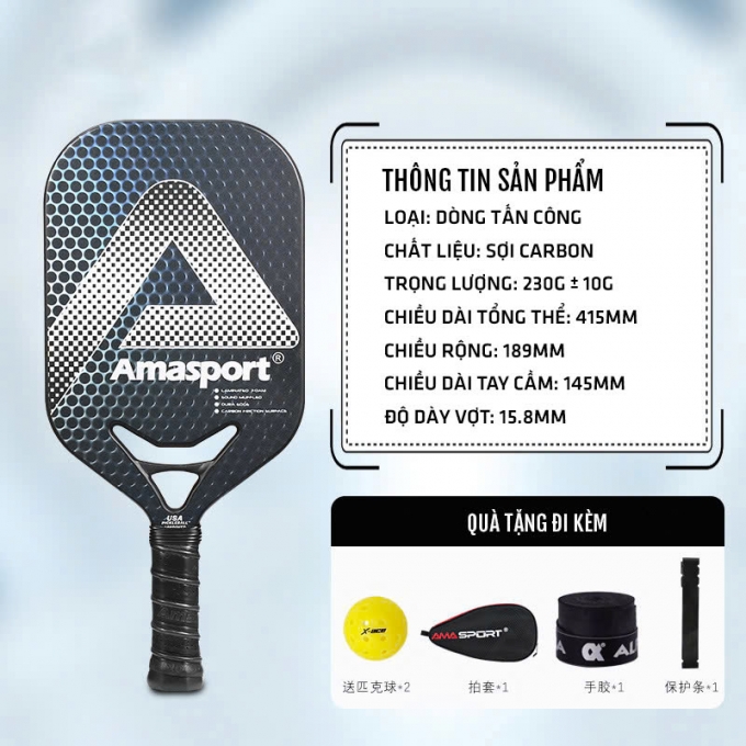 Vợt Pickleball carbon Ama sport 15.8mm cao cấp 011